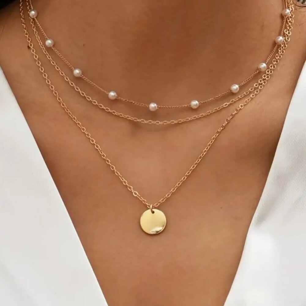 14K Gold filled Layering Pearl Necklace - Picture 1 of 4